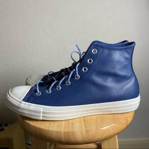 Men’s blue leather high top converse